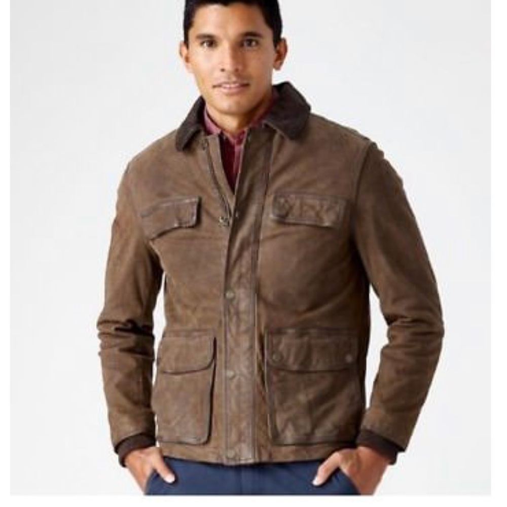 MENS TENON 100%REAL WAXED COW LEATHER FIELD JACKET